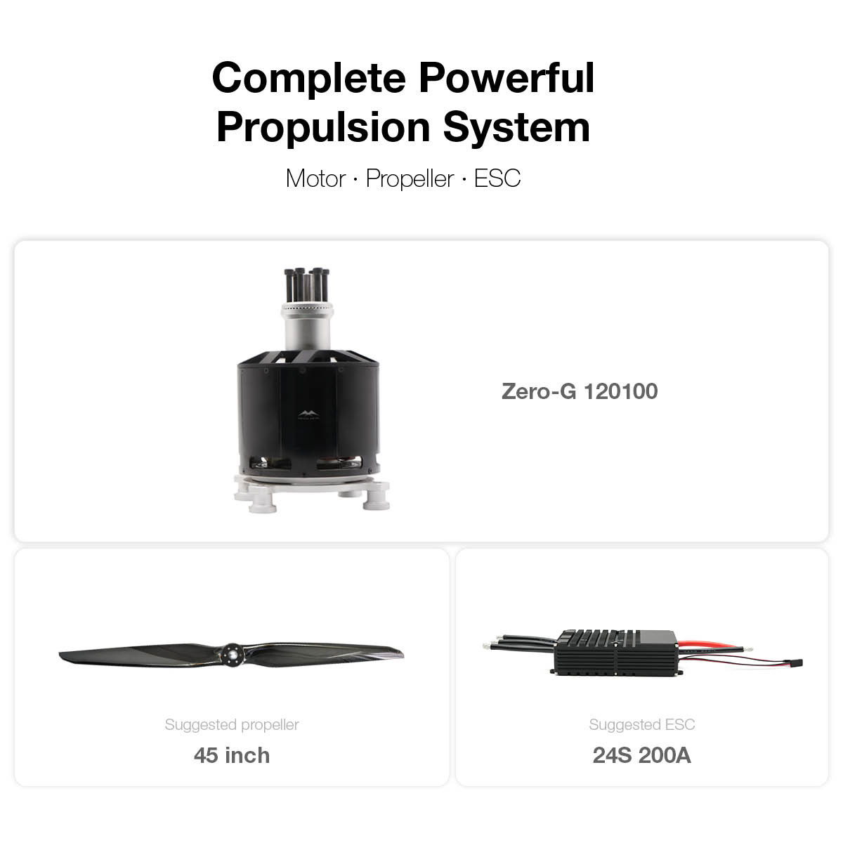 Lightweight Brushless DC Motors 120100 For Multirotor Drone 100V With 45'' Propeller And ESC