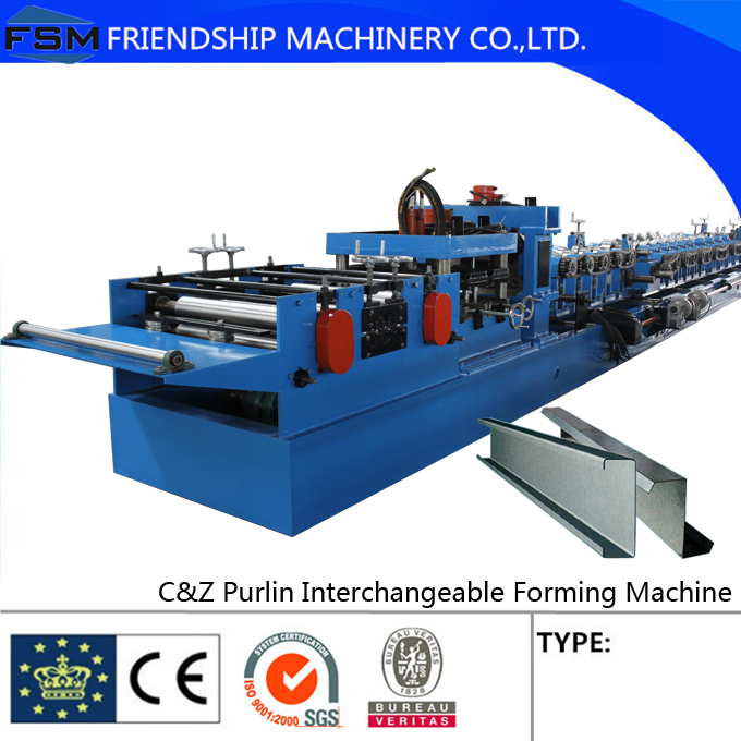 15KW Main Motor Steel C Z Purlin Roll Forming Machinery With 80-300mm