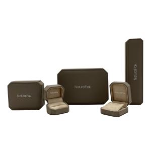 Quality soft Touch PU Khaki Jewelry Packaging Box For Ring Earring Bangle wholesale