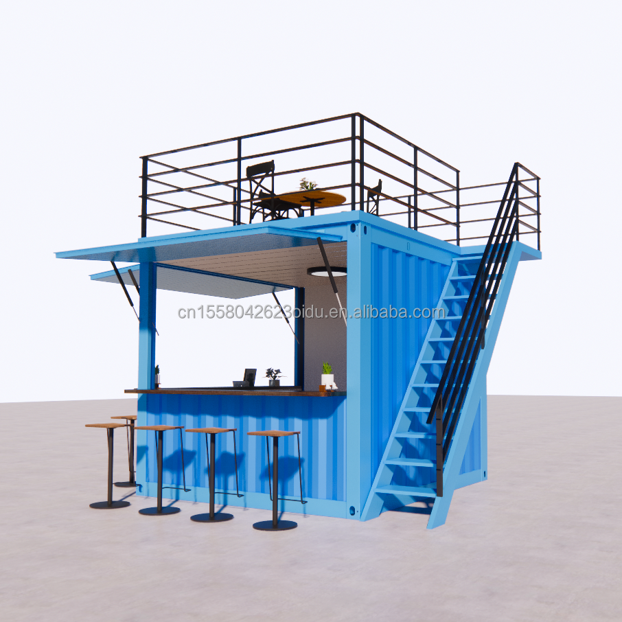 10ft Prefabricated Restaurant Shop Street Food Kiosk Container Pop Up Mobile Mini Shipping Container with Hotel Design