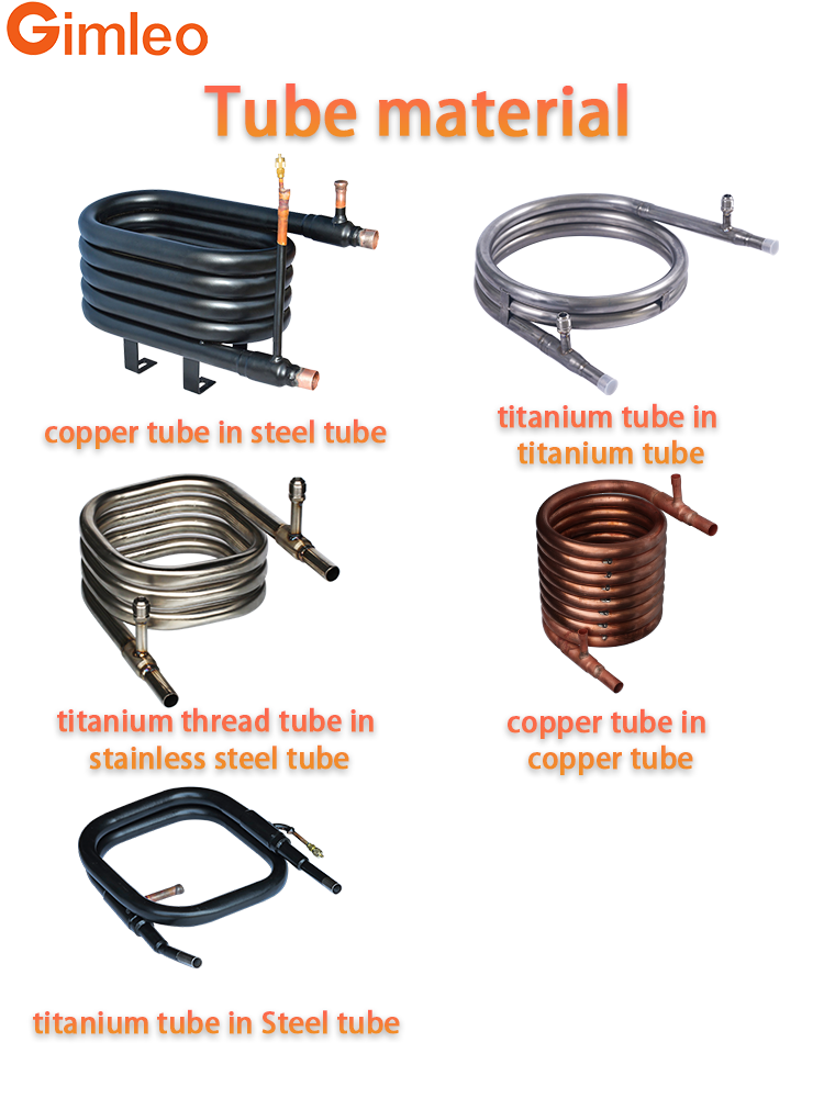 Compact Tube In Tube Heat Exchanger GY-0060C for and Refrigerant Pump with Copper Tubes