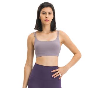 Quality Yoga Push Up Womens Sports Bra Double Ribbon Sexy Nylon Quick Dry wholesale