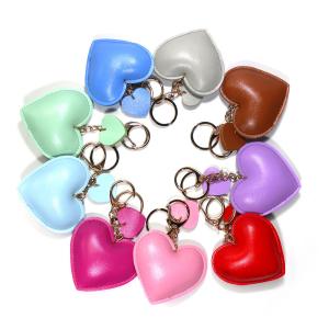 Quality Chorme Plating Leather Heart Keyring , 6.5x7CM Pink Heart Keyring wholesale