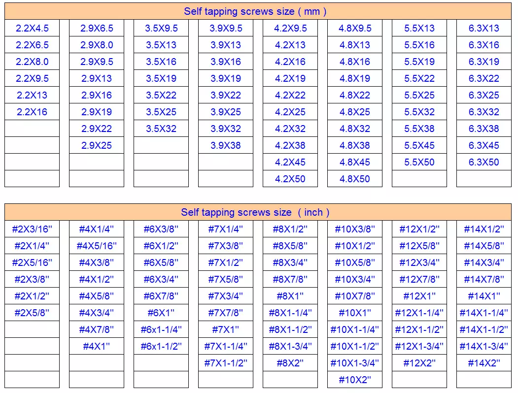 Self Tapping CSK Flat Head Chipboard Wood Screw 304 316 Stainless Steel for Plastic Metal in INCH Measurement System