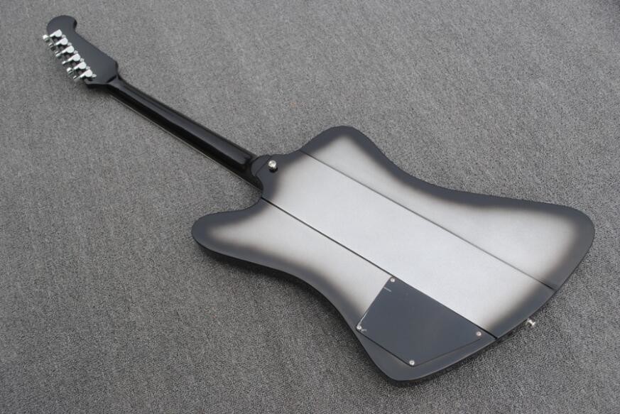Lines up silver top Firebird Electric Guitar set-in neck style firebird custom guitar black edges firebird