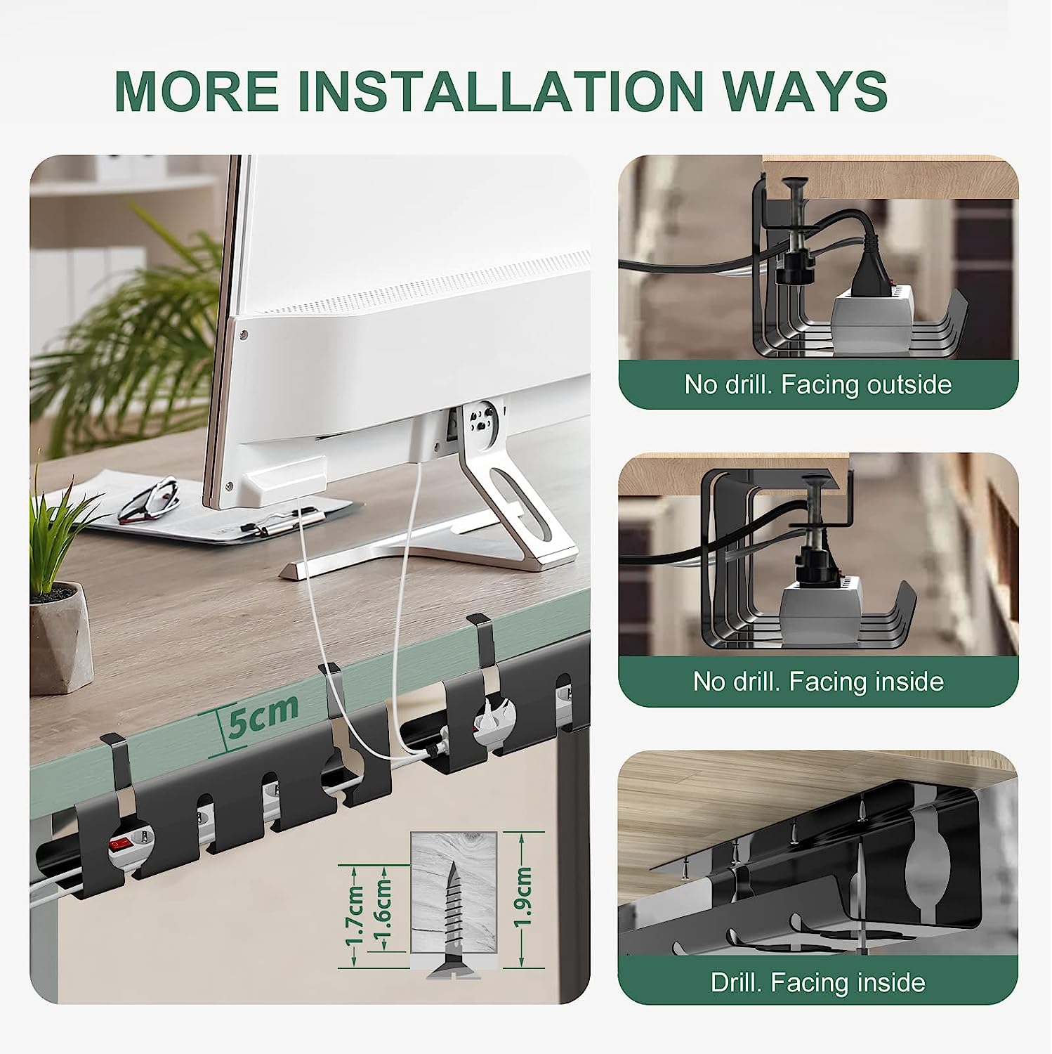 Installation Type Standing Type Cable Tray for Under Desk Office Living Room 43cm