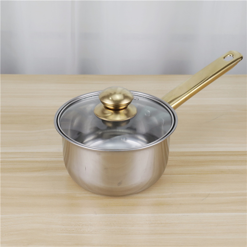 High Quality Kitchen Cooking Pot Set 12 Pcs Stainless Steel Cookware Set With Golden Handle