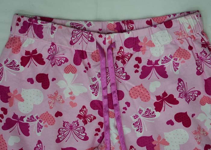 100% Cotton Flannel Button Up Womens Pyjama Sets With Piping And Long Pants