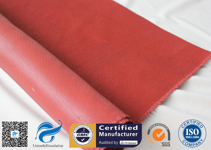 1010gsm Abrasion Resistant Red Silicone Coated Fiberglass Fabric 1mm Thickness