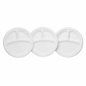 Quality White 3 Compartment Paper Plates , Recyclable 9 Inch Paper Plates wholesale