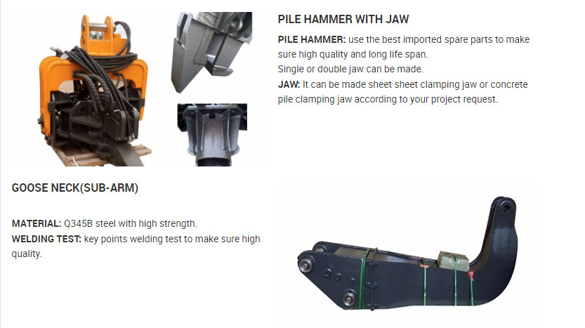 Steel Pilling Excavator Vibratory Pile Hammer Side Clamp Hydraulic Vibro Hammer