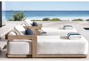 Quality Outdoor Garden Sun Lounger Teak Wood Modern Style Hotel Pool Lounge Chair And Bed wholesale
