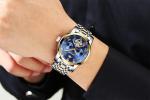 KINYUED Luminous clock hands man stainless steel wristwatches automatic