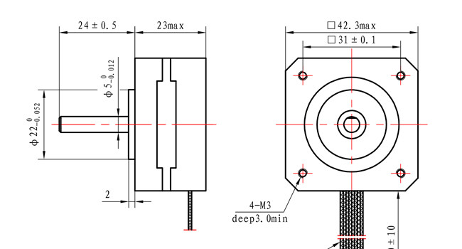 4 Phase Hybrid NEMA 17 Stepper Motor 145mN.m 8 wire for Optical Device