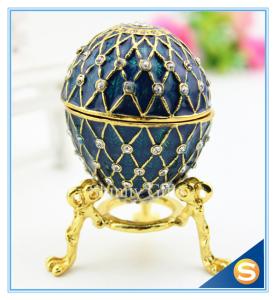 Quality Handmade Enamel metal decorative egg boxes with diamond wholesale