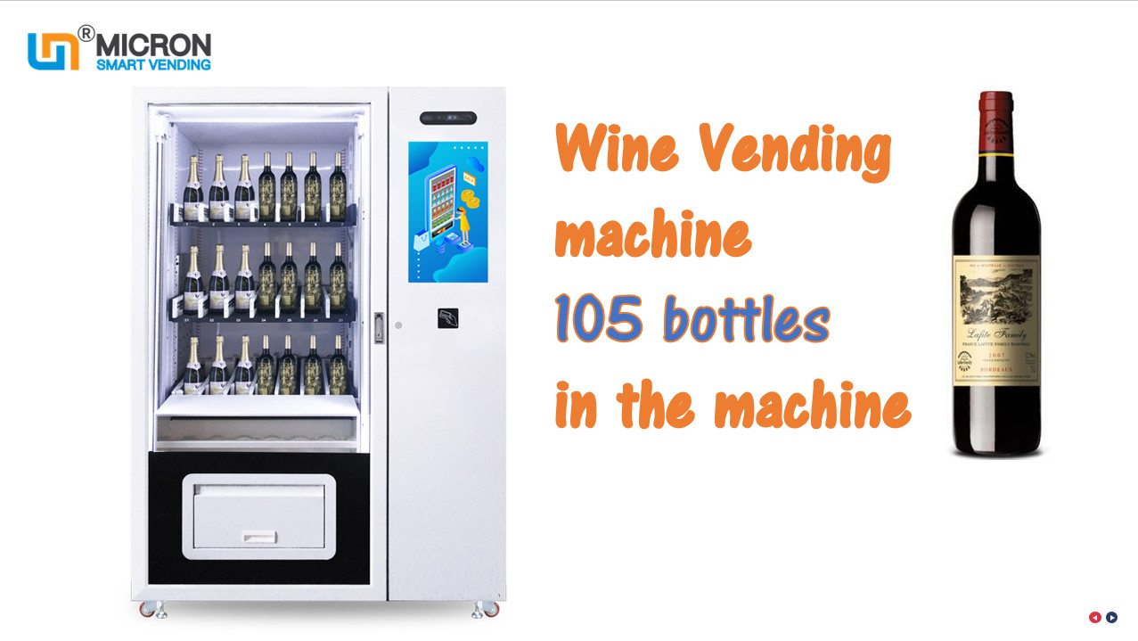 Red Wine Vending Machine With Elevator Lift Refrigerated Vending Machine Micron Smart Vending