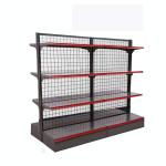 Supermarket Gondola Display Shelf Metallic Rack Adjustable Shelf Height