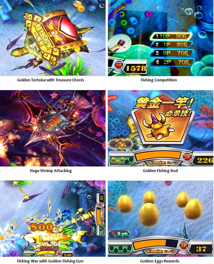 10 Players Kids Arcade Machine / Indoor Fishing King 10p Amusement Arcade Game Machine