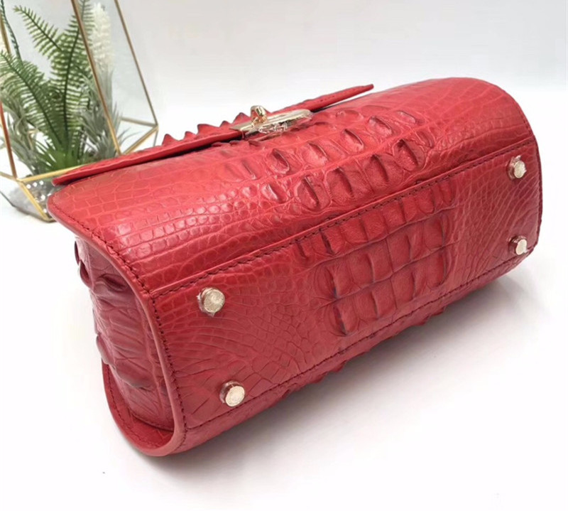 Authentic Crocodile Skin Lady Saddle Purse Genuine Alligator Leather Female Small Handbag Women Crossbody Shoulder Bag