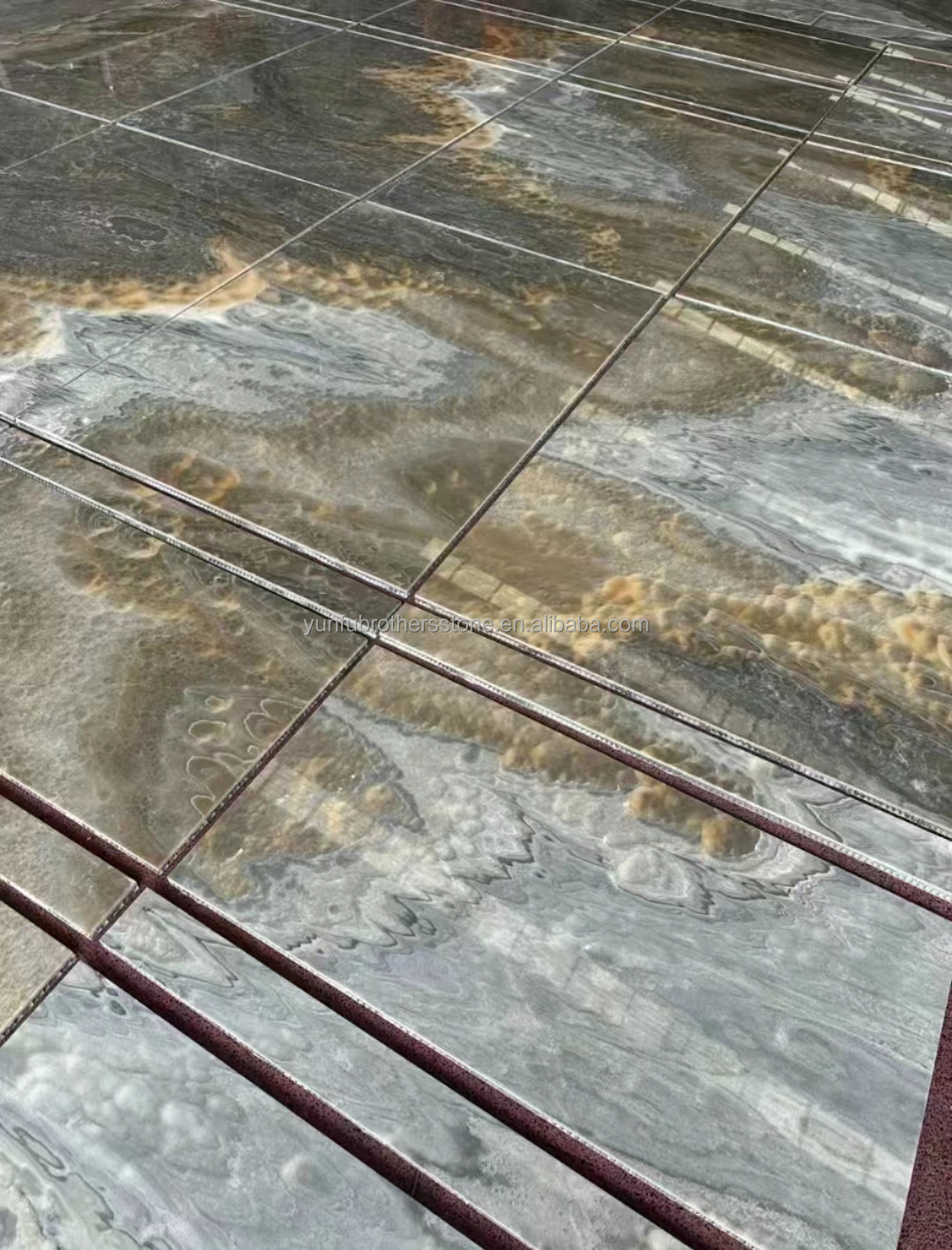 Polished Translucent Onyx Stone Modern Design for Natural Backlit Jade Ink Marble Big Slab