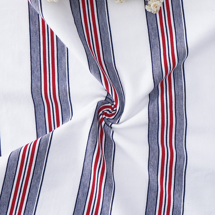Good Quality Fabric Breathable And Pure Cotton Skin-Friendly Striped Cotton Fabric For T-Shirt