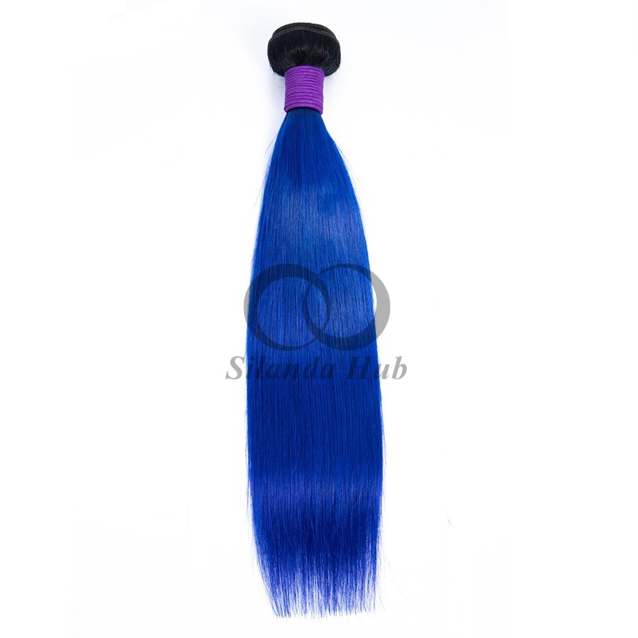 #T1B/Blue Straight Remy Human Hair Bundles Sew In Weave Bundles Brazilian Bundle Deals