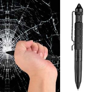 Quality Aircraft Aluminum Defender Tactical Pen with Glassbreaker, Black color wholesale