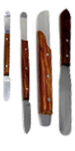 4PC DENTAL MIXING KNIVES SPATULAS stainless steel blades wooden handle sturdy stiring mixing spatula