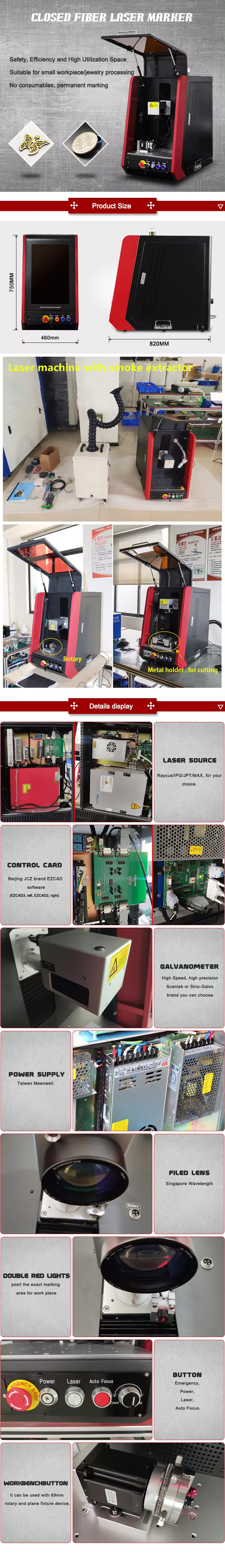 Fast and 20W/30W/50W/100W Gold Silver Jewelry Laser Marking Machine for Ring Bracelet Necklace Pendant Cutting Engraving