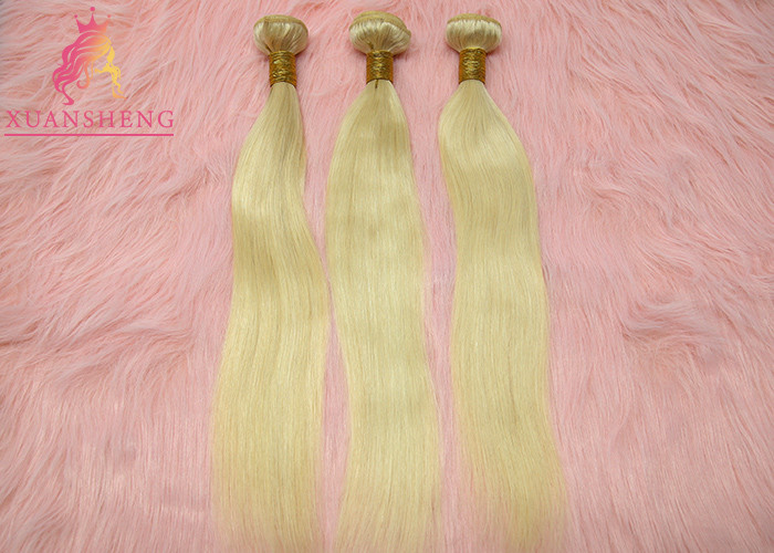 Straight Bundles 613 Blonde Hair / Cuticle Aligned Human Virgin Hair
