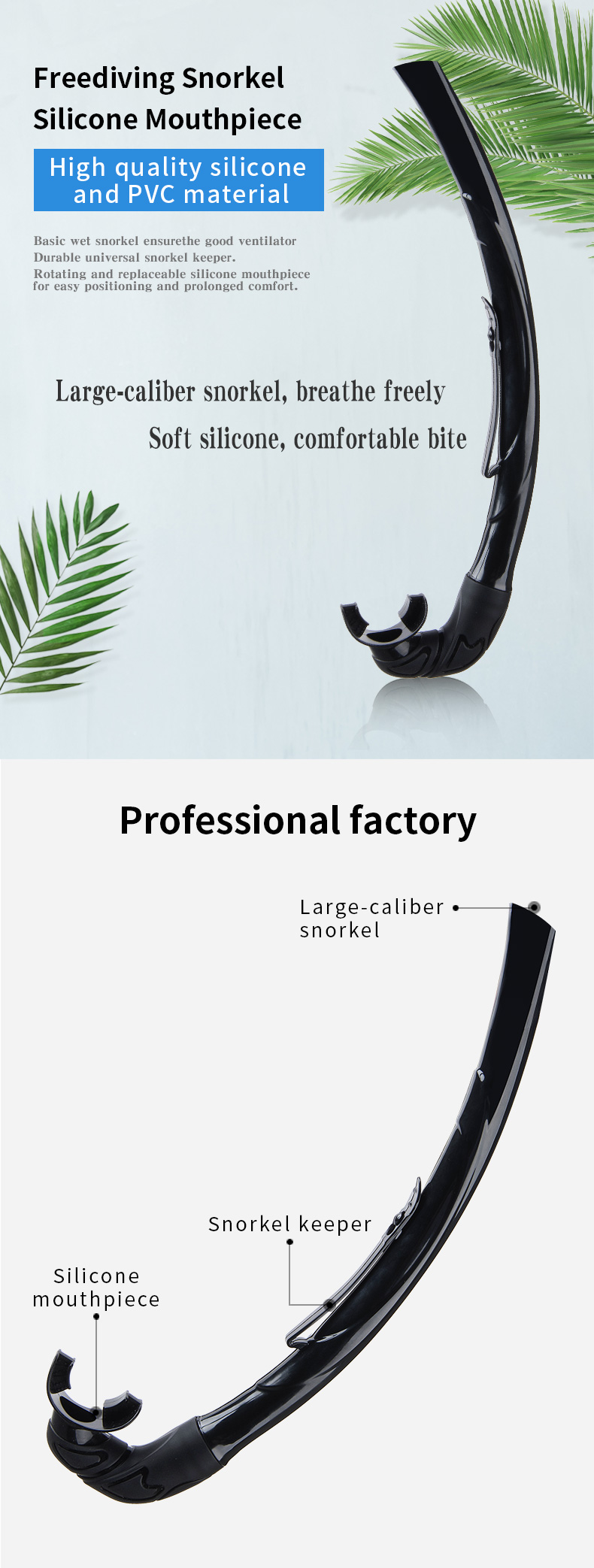 38CM Lap Pool Snorkel Set For Adult Diving Silicone Mouthpiece