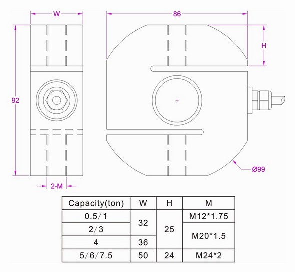 IP68 hermetically sealed tension and compression load cell 5kN