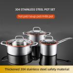 High Quality 3 Pieces Induction Cooking Pot Set Straight Pot Ollas 304 Stainless