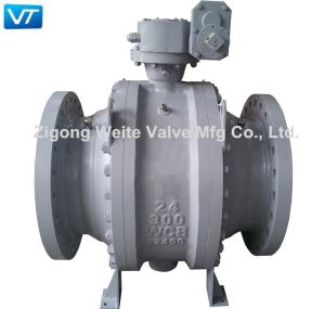 Yellow 24 Class 300 Ball Valve ISO9001 Bare Stem WCC Trunnion Mounted