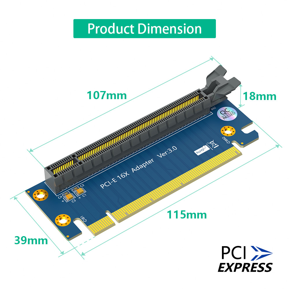 PCI-Express 3.0 16x Riser Card, PCI Express 3.0 16X 90 Degree High Speed Riser Card For 2U server PCI-E16X TO PCI-E16X