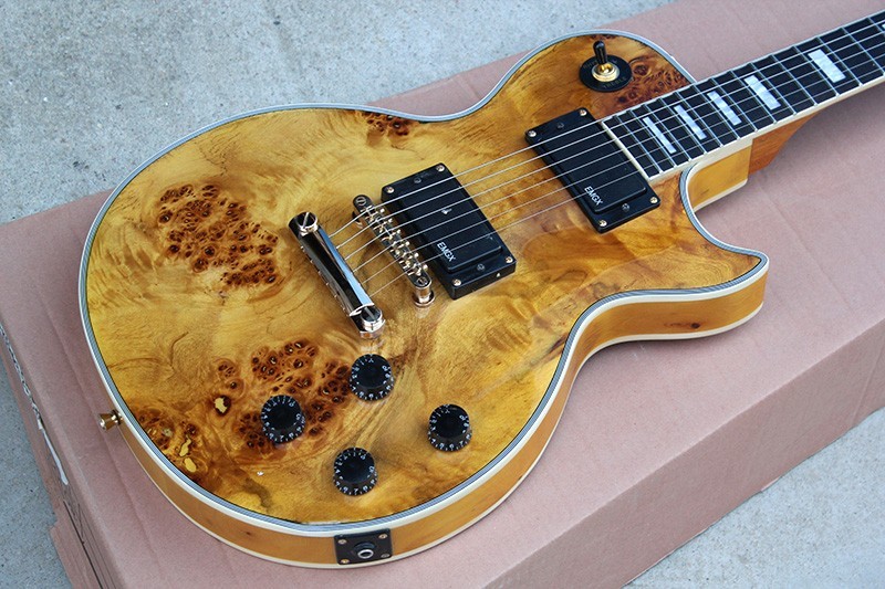 Custmosized Yellow Brown Electric Guitar with EMG Pickups Musical Instruments Sales