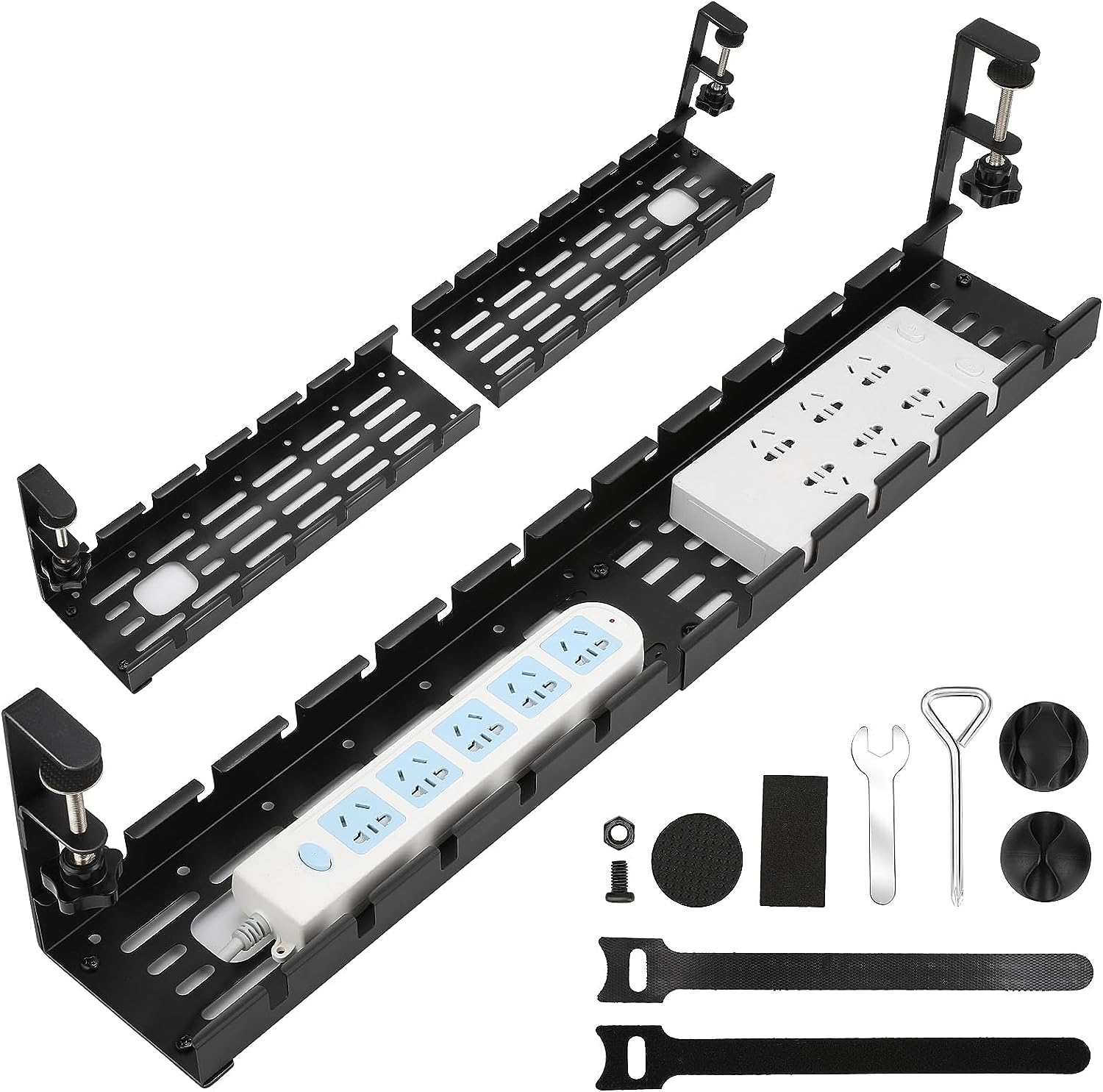 Under Desk Wire Management Cord Organizer Clampable Cable Basket Cord Holder Tray