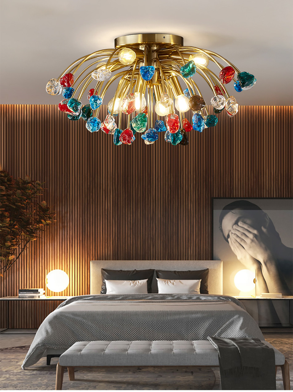 Modern Colorful Crystal Ceiling Chandeliers For Bedroom Living Room Led Round Ceiling Lamp(WH-CA-51)