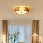 Modern Natural Wooden Ceiling Lamp for Bedroom Rubber Round Wooden ceiling lamp