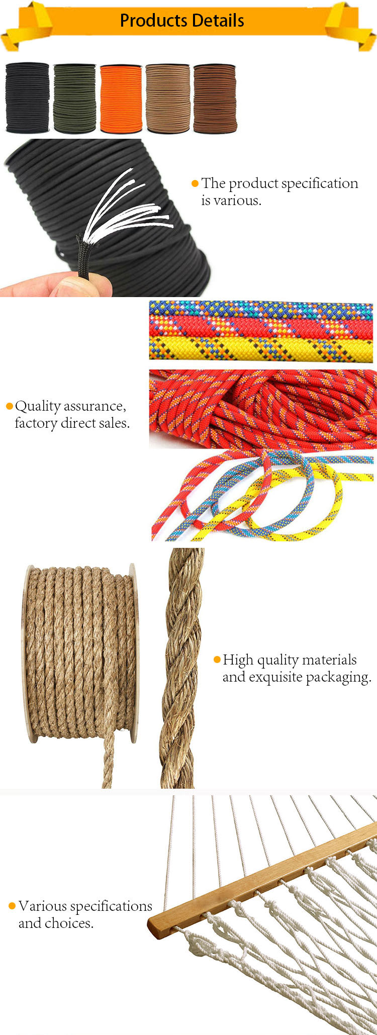 sisal rope Twisted Packaging Rope Length 0-1000m for different packaging needs
