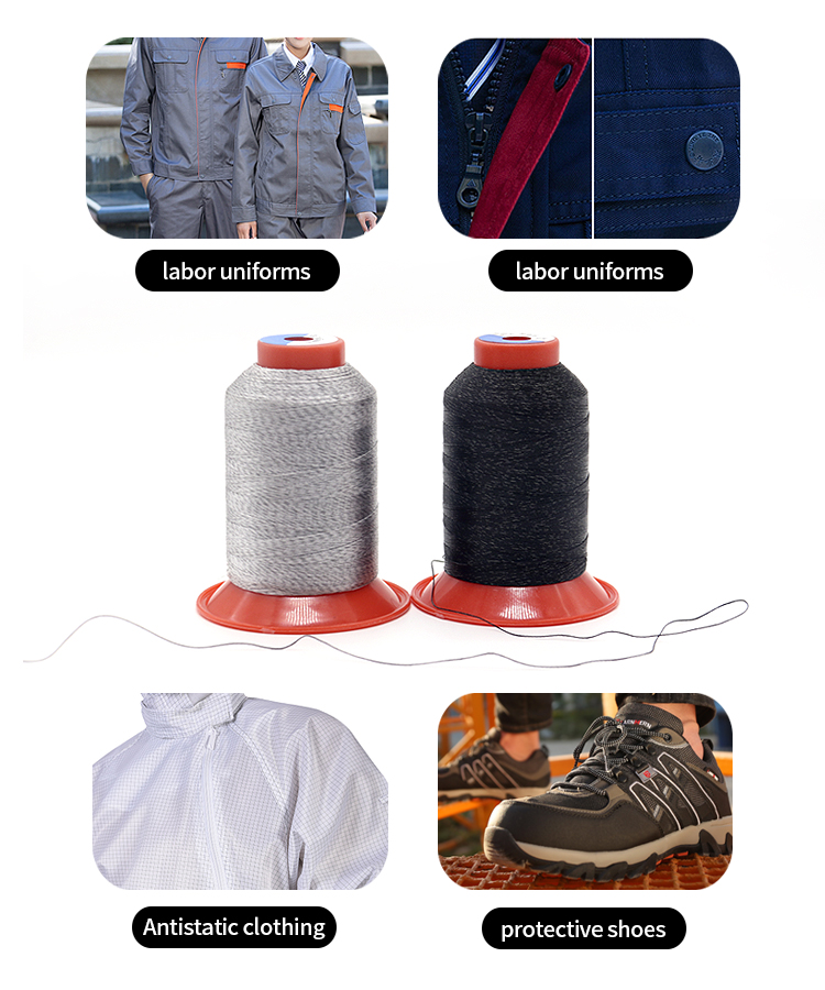 Kangfa 150D/3 Antistatic Silver Conductive Thread for Sewing Shoes and 100% Polyester