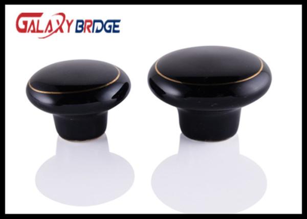 Black Kitchen Cupboard Ceramic Handles And Knobs 32mm Dia Round Porcelain