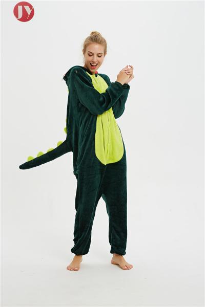 Cheap Wholesale Supersoft Fluffy Flannel Onesies Green Dinosaur Animal Pajamas Adult for sale