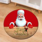 80cm red Round Santa Claus Elk Christmas Festive Floor Mat Anti SlipCircular