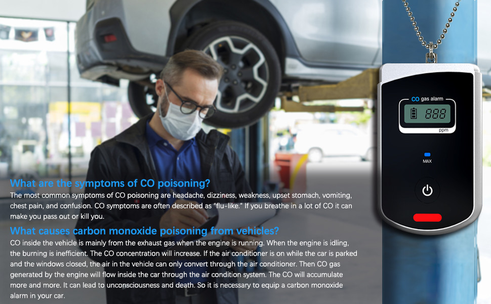 Electrochemical Vehicle Travel CO Monitor Smoke Carbon Monoxide Detector For Driver