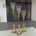 Chic design gold metal 3 pcs set single candlestick holder for event top