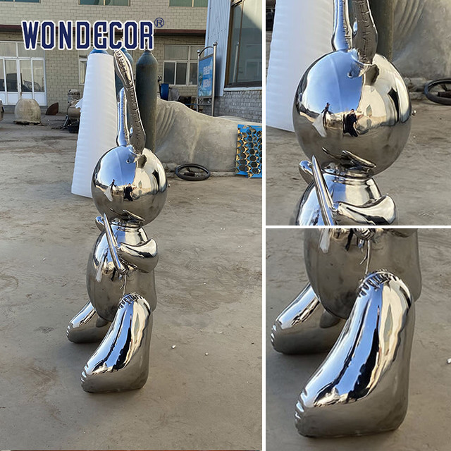 Powerful Forged Metal Sculpture Large Scale Geometric Art Rabbit