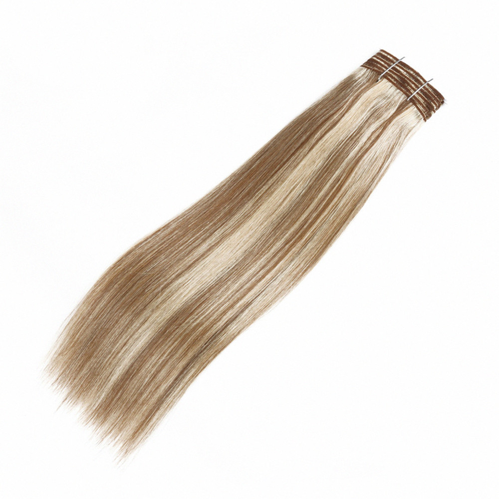 Hair Double Drawn Brazilian Remy Human Hair Bundles Straight Hair Weave Color #P6/613 Piano Colors Blonde Bundles