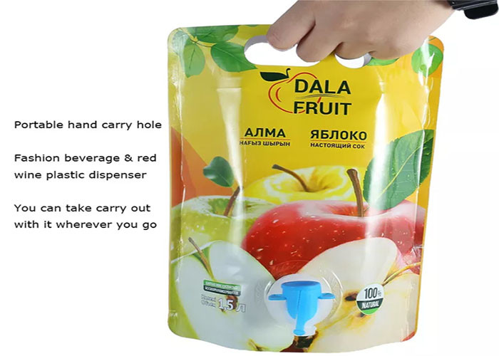 Tube Shape 1L 2L 3L Red Wine Portable Stand Up Spout Pouch Fruit Wine
