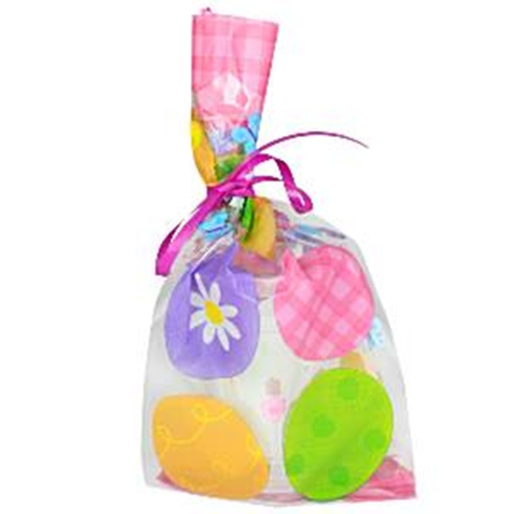 Happy Easter Disposable Plastic Candy Cello Bag Clear Packaging Easter Bunny Treat Bag